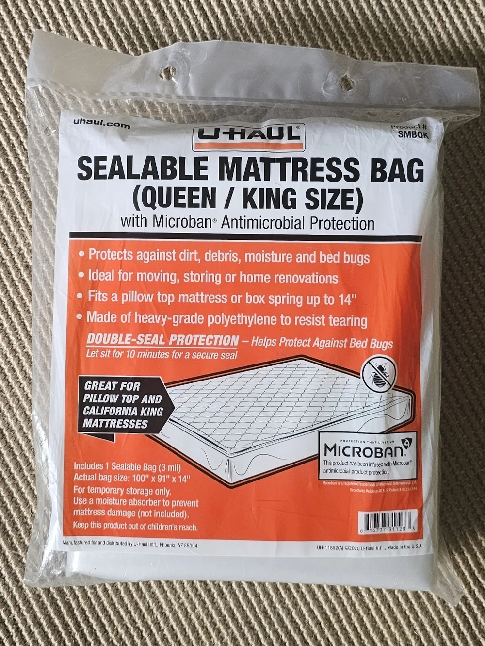 NEW! U-Haul Sealable Mattress Bag (Queen/King) - Moving and Storage Protection
